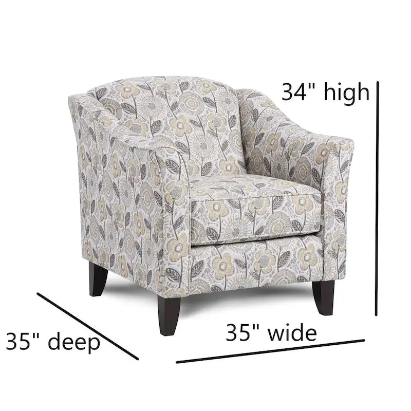 Floral Pattern Single Accent Chair with Coffee Finish Legs