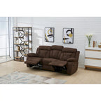Betsy Furniture Microfiber Manual Rclining 3-seat Sofa Couch in Dark Brown 8005
