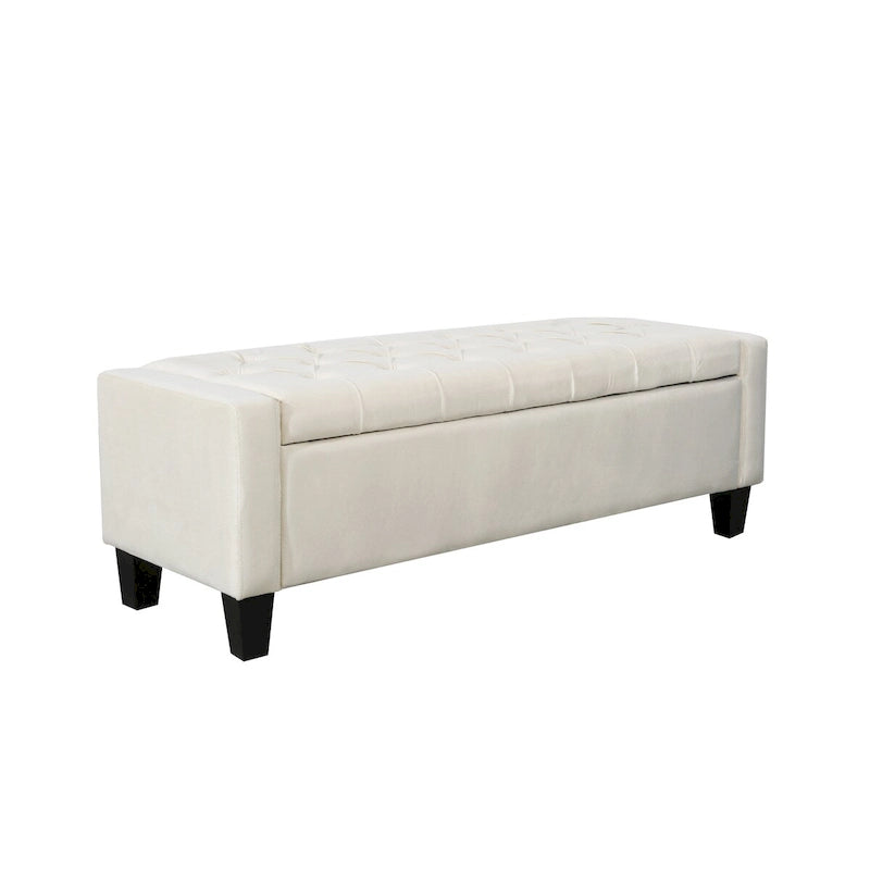 Velvet Storage Bench - Button Tufted - Flip Top Lid - 250lb Capacity
