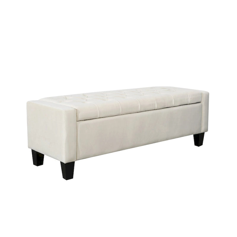 Velvet Storage Bench - Button Tufted - Flip Top Lid - 250lb Capacity