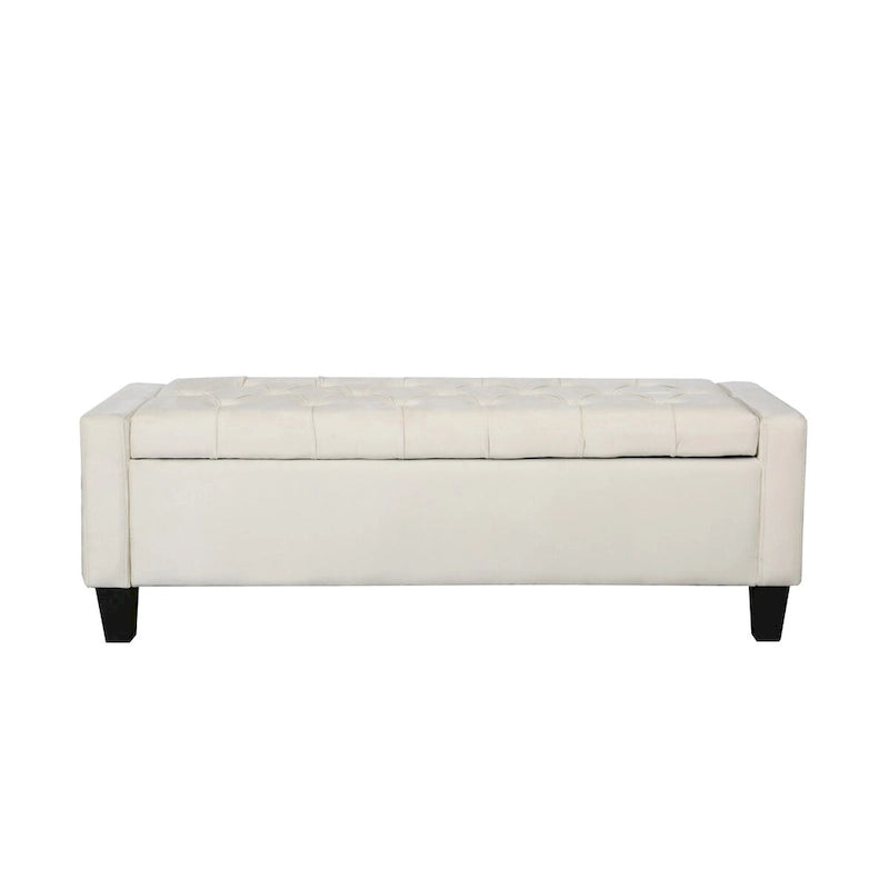 Velvet Storage Bench - Button Tufted - Flip Top Lid - 250lb Capacity