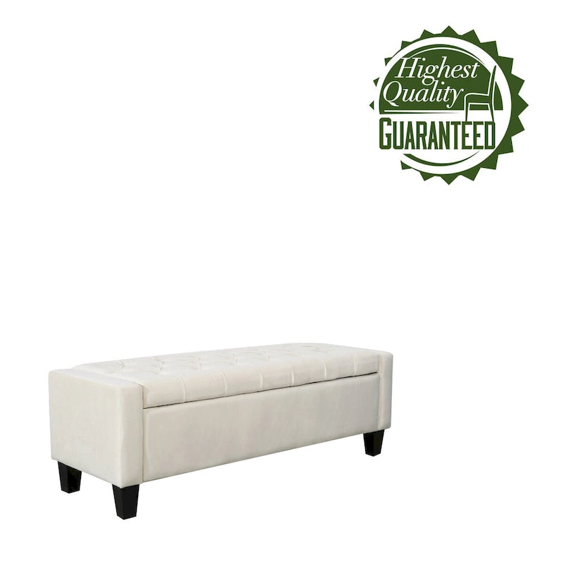 Velvet Storage Bench - Button Tufted - Flip Top Lid - 250lb Capacity