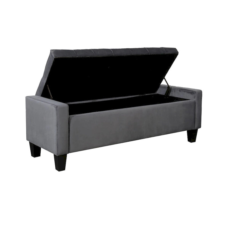 Velvet Storage Bench - Button Tufted - Flip Top Lid - 250lb Capacity