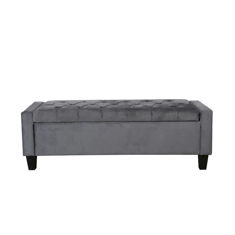 Velvet Storage Bench - Button Tufted - Flip Top Lid - 250lb Capacity