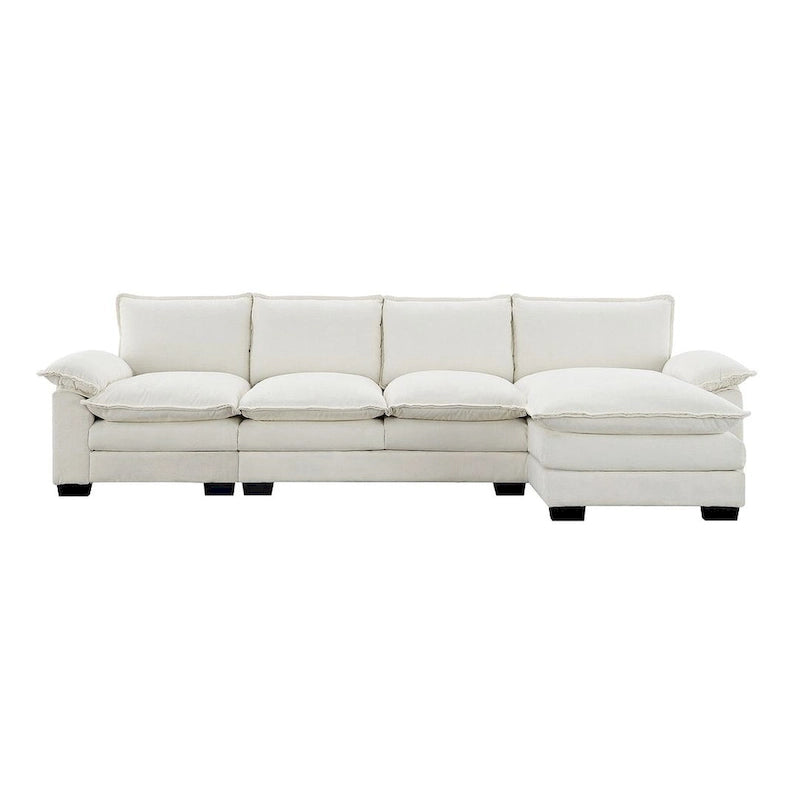 5-seat Chenille L-Shape Sectional Sofa with Reversible Chaise Sleeper Sofa Couch for Living Room, Apartment