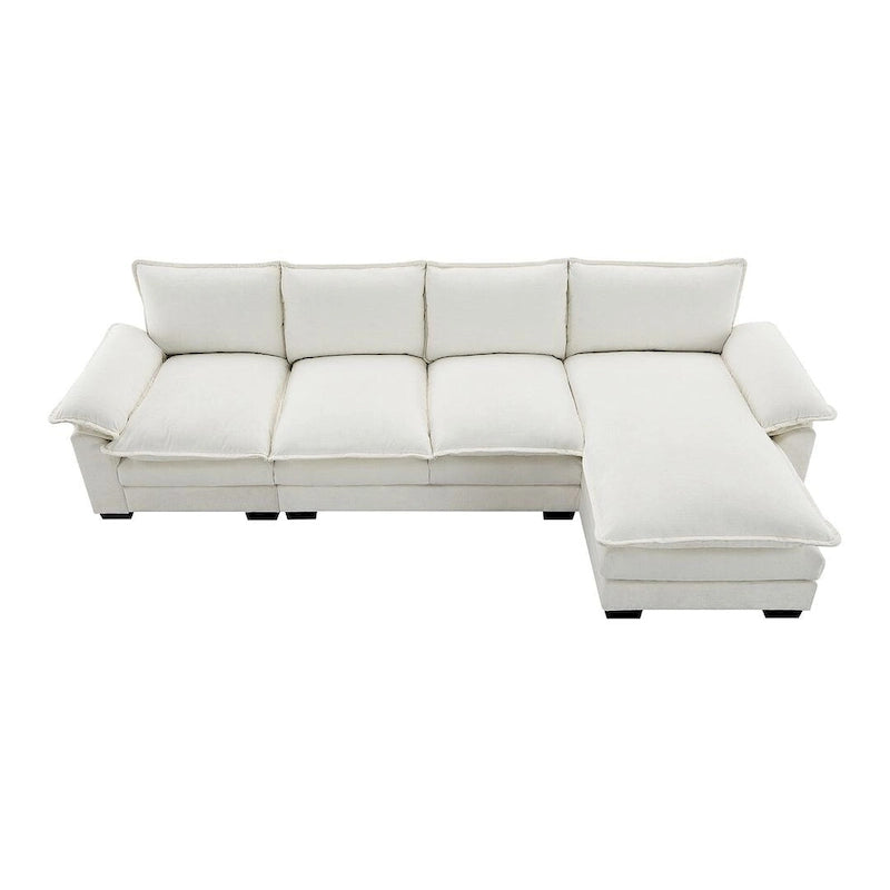 5-seat Chenille L-Shape Sectional Sofa with Reversible Chaise Sleeper Sofa Couch for Living Room, Apartment