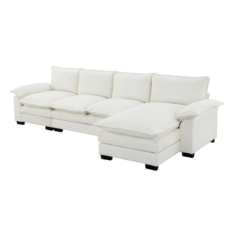 5-seat Chenille L-Shape Sectional Sofa with Reversible Chaise Sleeper Sofa Couch for Living Room, Apartment
