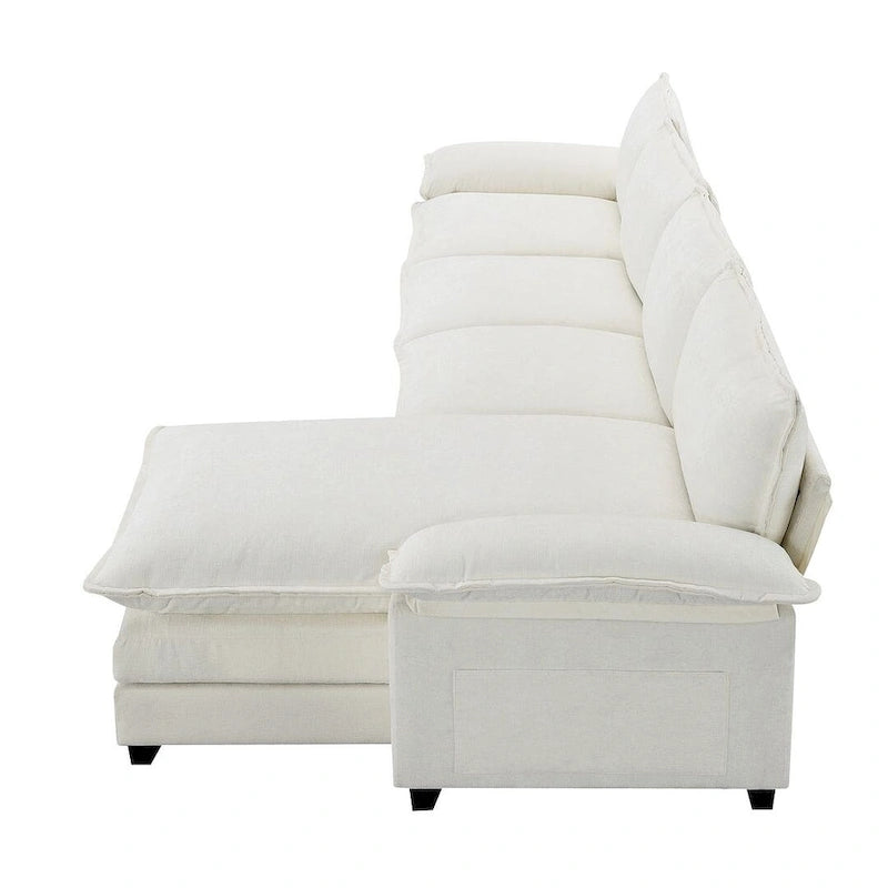 5-seat Chenille L-Shape Sectional Sofa with Reversible Chaise Sleeper Sofa Couch for Living Room, Apartment