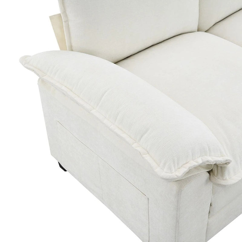 5-seat Chenille L-Shape Sectional Sofa with Reversible Chaise Sleeper Sofa Couch for Living Room, Apartment