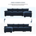 5-seat Chenille L-Shape Sectional Sofa with Reversible Chaise Sleeper Sofa Couch for Living Room, Apartment