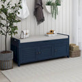Birch Storage Bench - 3 Shutter Doors - Removable Cushion - Seats 2