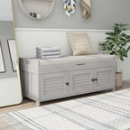 Birch Storage Bench - 3 Shutter Doors - Removable Cushion - Seats 2