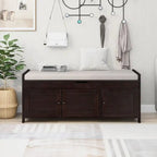 Birch Storage Bench - 3 Shutter Doors - Removable Cushion - Seats 2