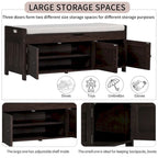 Birch Storage Bench - 3 Shutter Doors - Removable Cushion - Seats 2