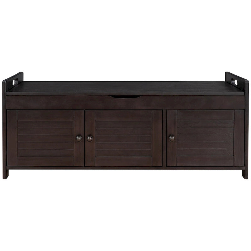 Birch Storage Bench - 3 Shutter Doors - Removable Cushion - Seats 2