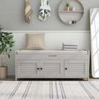 Birch Storage Bench - 3 Shutter Doors - Removable Cushion - Seats 2
