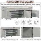 Birch Storage Bench - 3 Shutter Doors - Removable Cushion - Seats 2
