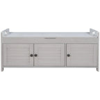 Birch Storage Bench - 3 Shutter Doors - Removable Cushion - Seats 2