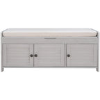 Birch Storage Bench - 3 Shutter Doors - Removable Cushion - Seats 2