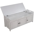 Birch Storage Bench - 3 Shutter Doors - Removable Cushion - Seats 2