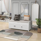 Birch Storage Bench - 3 Shutter Doors - Removable Cushion - Seats 2
