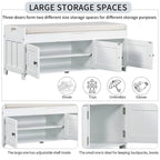 Birch Storage Bench - 3 Shutter Doors - Removable Cushion - Seats 2