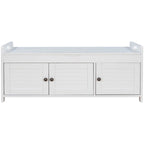 Birch Storage Bench - 3 Shutter Doors - Removable Cushion - Seats 2