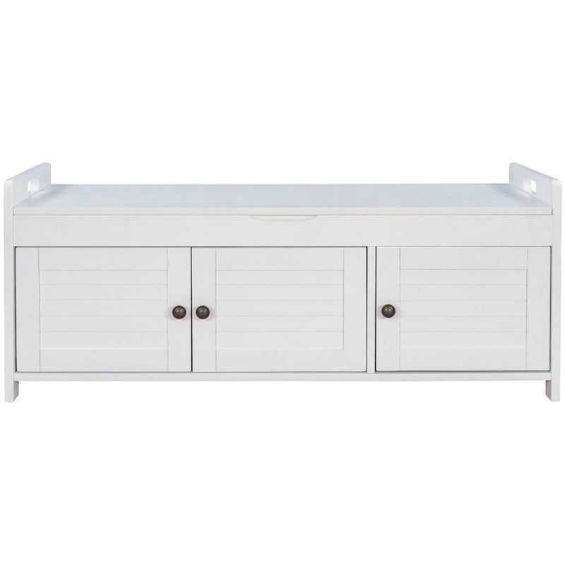 Birch Storage Bench - 3 Shutter Doors - Removable Cushion - Seats 2