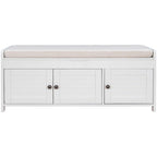 Birch Storage Bench - 3 Shutter Doors - Removable Cushion - Seats 2