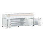 Birch Storage Bench - 3 Shutter Doors - Removable Cushion - Seats 2