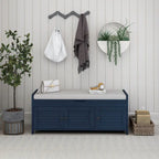 Birch Storage Bench - 3 Shutter Doors - Removable Cushion - Seats 2
