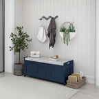 Birch Storage Bench - 3 Shutter Doors - Removable Cushion - Seats 2