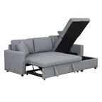 Upholstery Sleeper Sectional Sofa with Storage Space and 2 Tossing Cushions