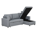 Upholstery Sleeper Sectional Sofa with Storage Space and 2 Tossing Cushions