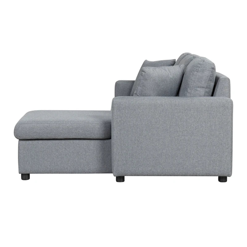 Upholstery Sleeper Sectional Sofa with Storage Space and 2 Tossing Cushions