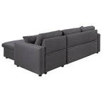 Upholstery Sleeper Sectional Sofa with Storage Space and 2 Tossing Cushions