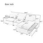 L-shaped Modular Sectional Sofa with Removable Back Cushions and Storage Space