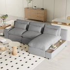 L-shaped Modular Sectional Sofa with Removable Back Cushions and Storage Space