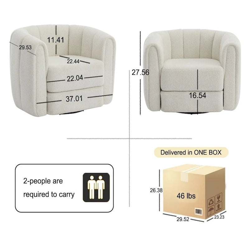Swivel Accent Barrel Chair, Modern Round Armchairs with Upholstered, Comfy Swivel Accent Chair