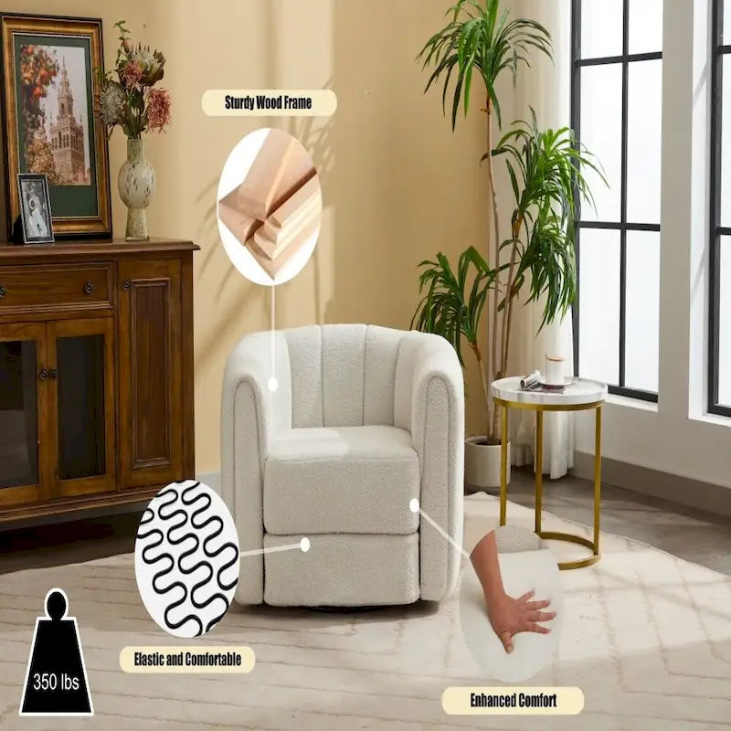 Swivel Accent Barrel Chair, Modern Round Armchairs with Upholstered, Comfy Swivel Accent Chair