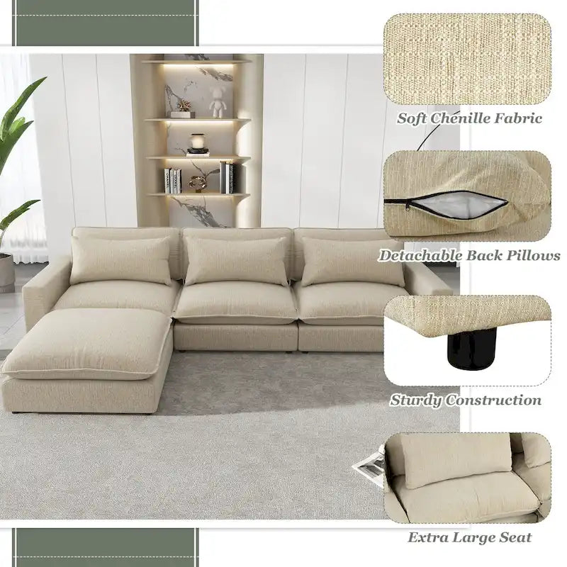Sectional Sofa Cloud Sofa Chenille Upholstered Sofa