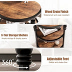 End Table 3-Tier Round Side Table Living Room Accent Table