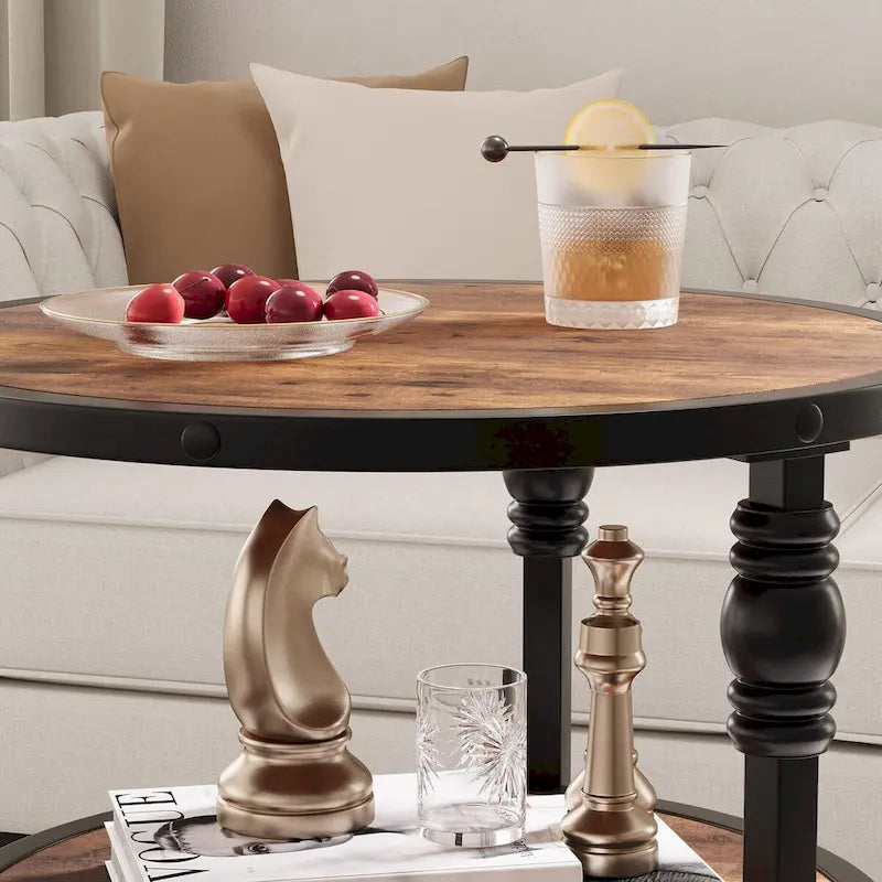 End Table 3-Tier Round Side Table Living Room Accent Table