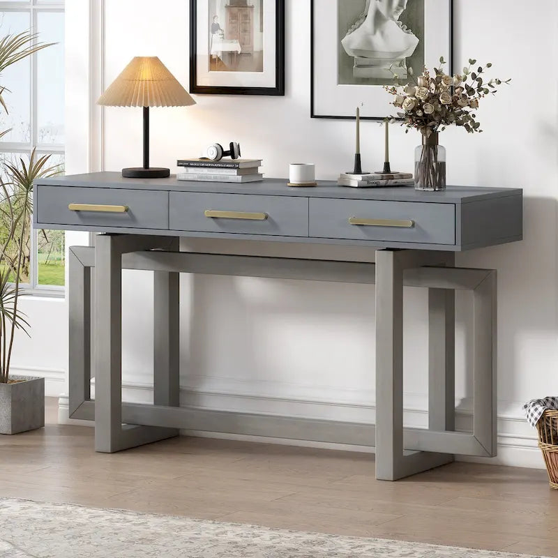 Elegant Console Table with Three Drawers, Extra Long Entryway Table for Entryway, Hallway, Living Room, Foyer