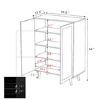 Anmytek Modern 2-Door Rattan Buffet Sideboard Kitchen Storage Cabinet for Living Room