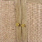 Anmytek Modern 2-Door Rattan Buffet Sideboard Kitchen Storage Cabinet for Living Room