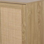 Anmytek Modern 2-Door Rattan Buffet Sideboard Kitchen Storage Cabinet for Living Room