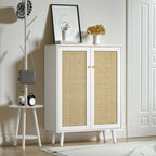 Anmytek Modern 2-Door Rattan Buffet Sideboard Kitchen Storage Cabinet for Living Room
