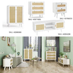 Anmytek Modern 2-Door Rattan Buffet Sideboard Kitchen Storage Cabinet for Living Room
