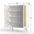 Anmytek Modern 2-Door Rattan Buffet Sideboard Kitchen Storage Cabinet for Living Room